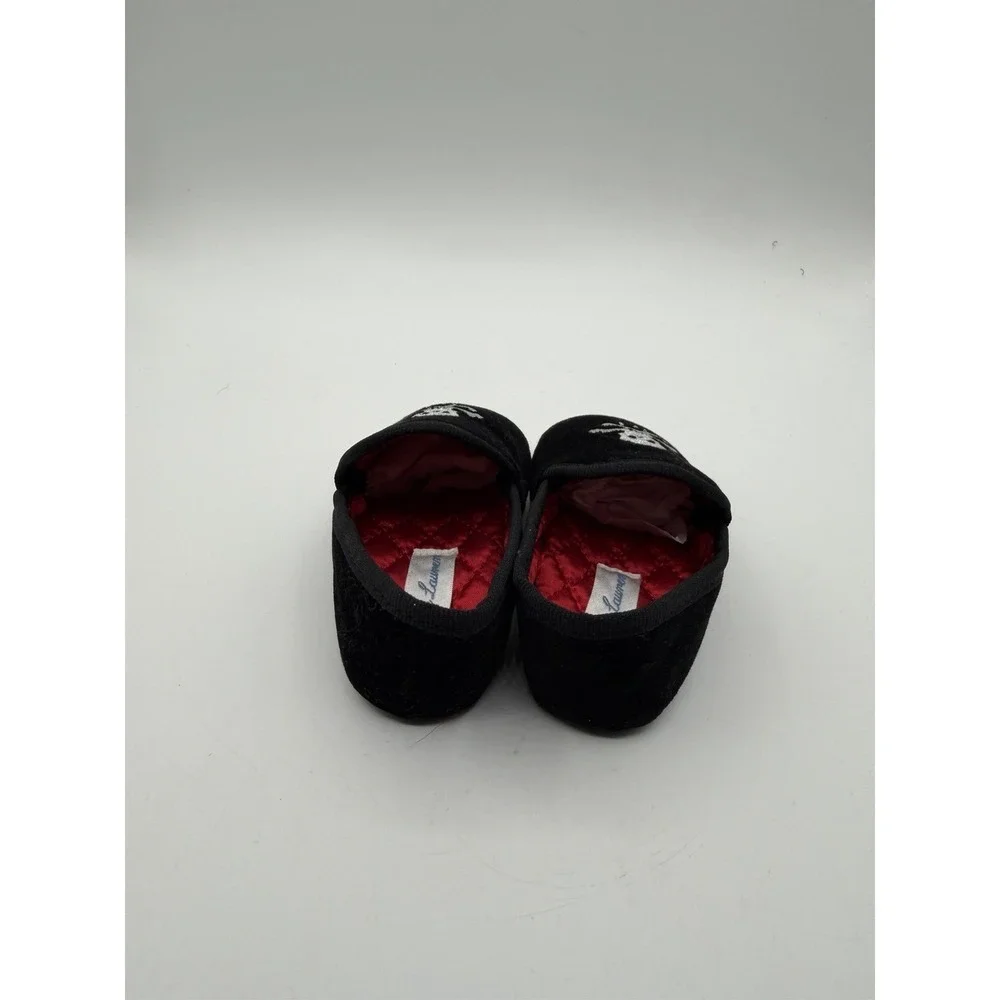 Ralph Lauren Skull Velvet Slippers Black Toddler Size 3 Pre-Owned No Box